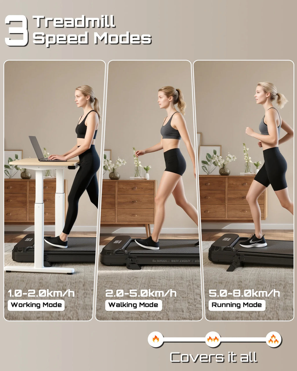 fitvect c1f  treadmill with different speed modes