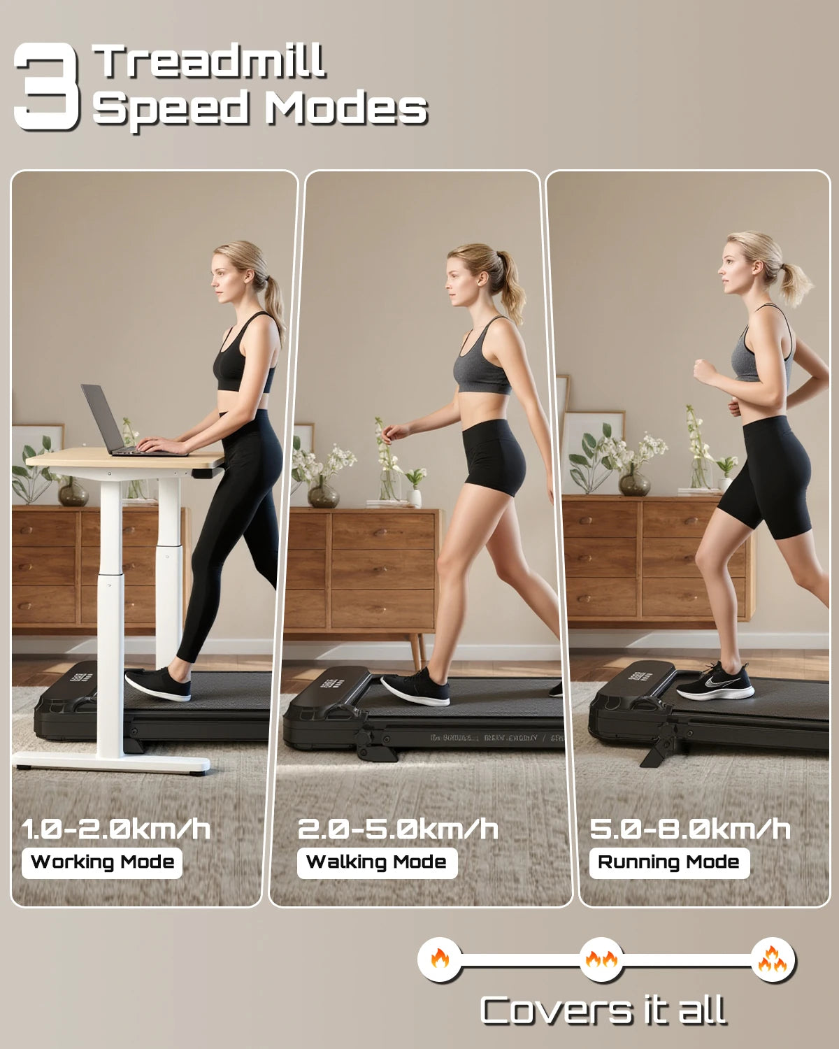 fitvect c1f  treadmill with different speed modes