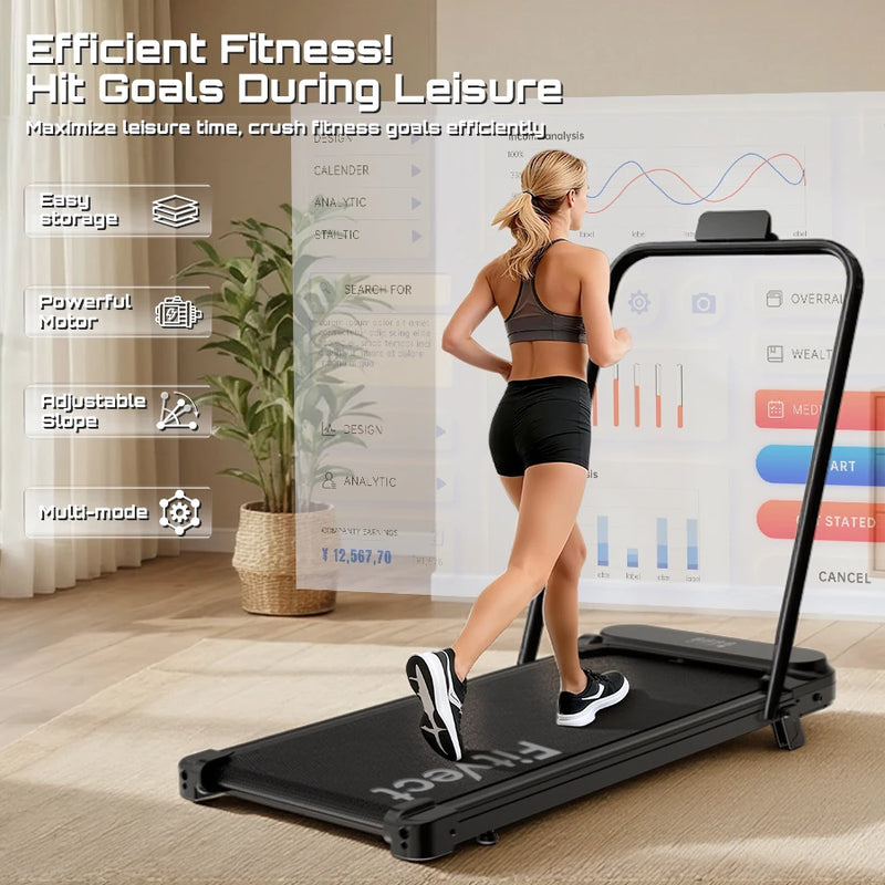 Fitvect c1f foldable treadmill, portable walking pad with handle bar