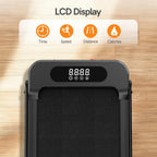 Een Fitvect loopband met lcd-display op de grond.